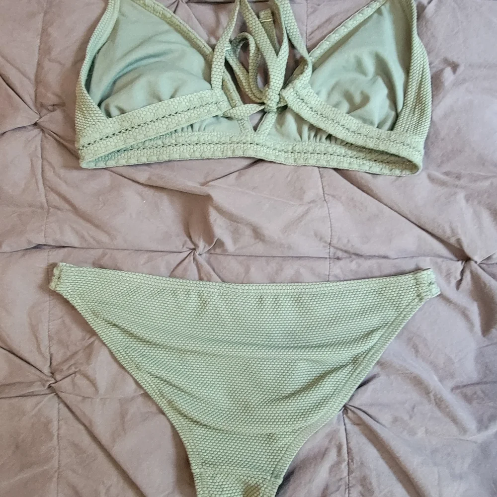New Without Tags, Swimsuit, Sage Green, Size Small Bottom, Size Medium Top - Picture 9 of 10